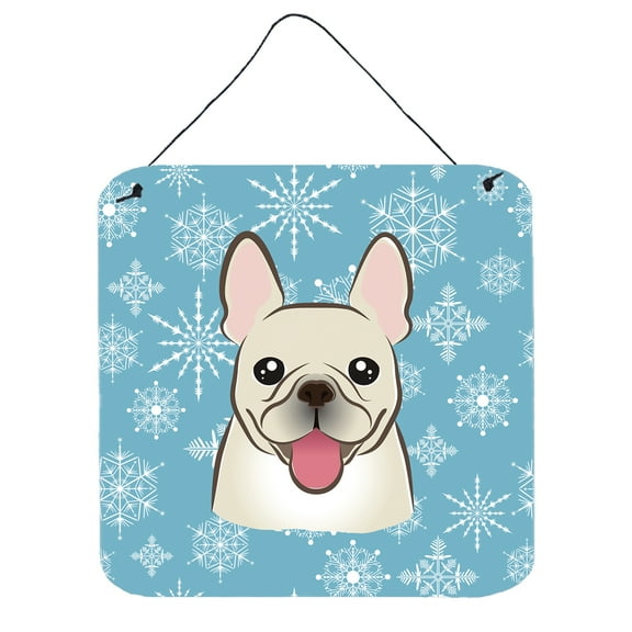 Caroline's Treasures BB1672DS66 Snowflake French Bulldog Wall or Door Hanging Prints, 6x6, multicolor