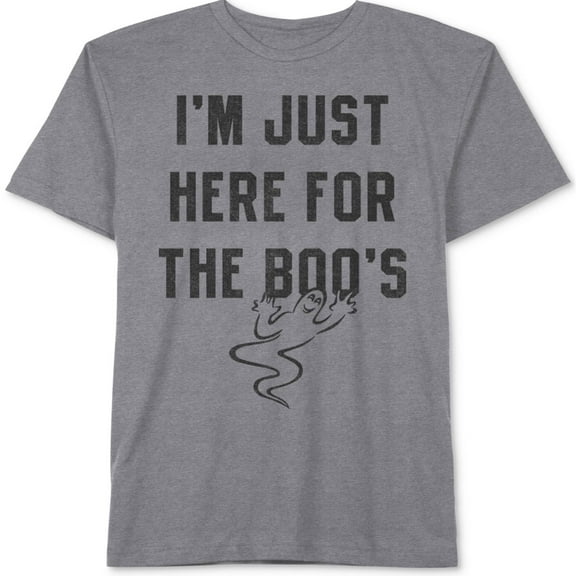 Delta Apparel Mens Here For The Boo's Graphic T-Shirt, Grey, Small