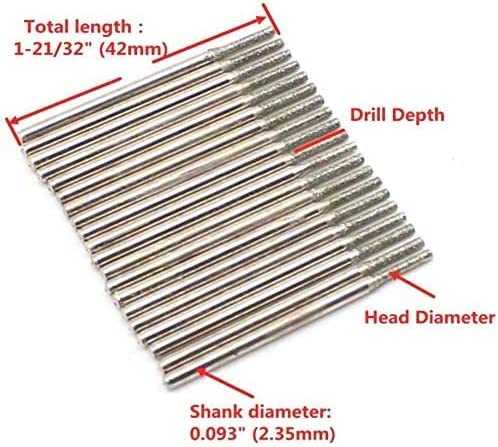 JINGLING 0.4-1.5mm Diamond Drill Bits Set Drilling Lapidary Tools For Stone Pack of 60Pcs