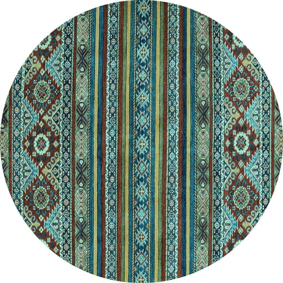 Ahgly Company Indoor Round Abstract Light Blue Modern Area Rugs, 5' Round