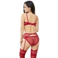 thumbnail image 3 of Varsbaby Women Push Up Bras Set Lace Lingerie Bra and Panties and Garter and Stocking 4 piece, 3 of 7