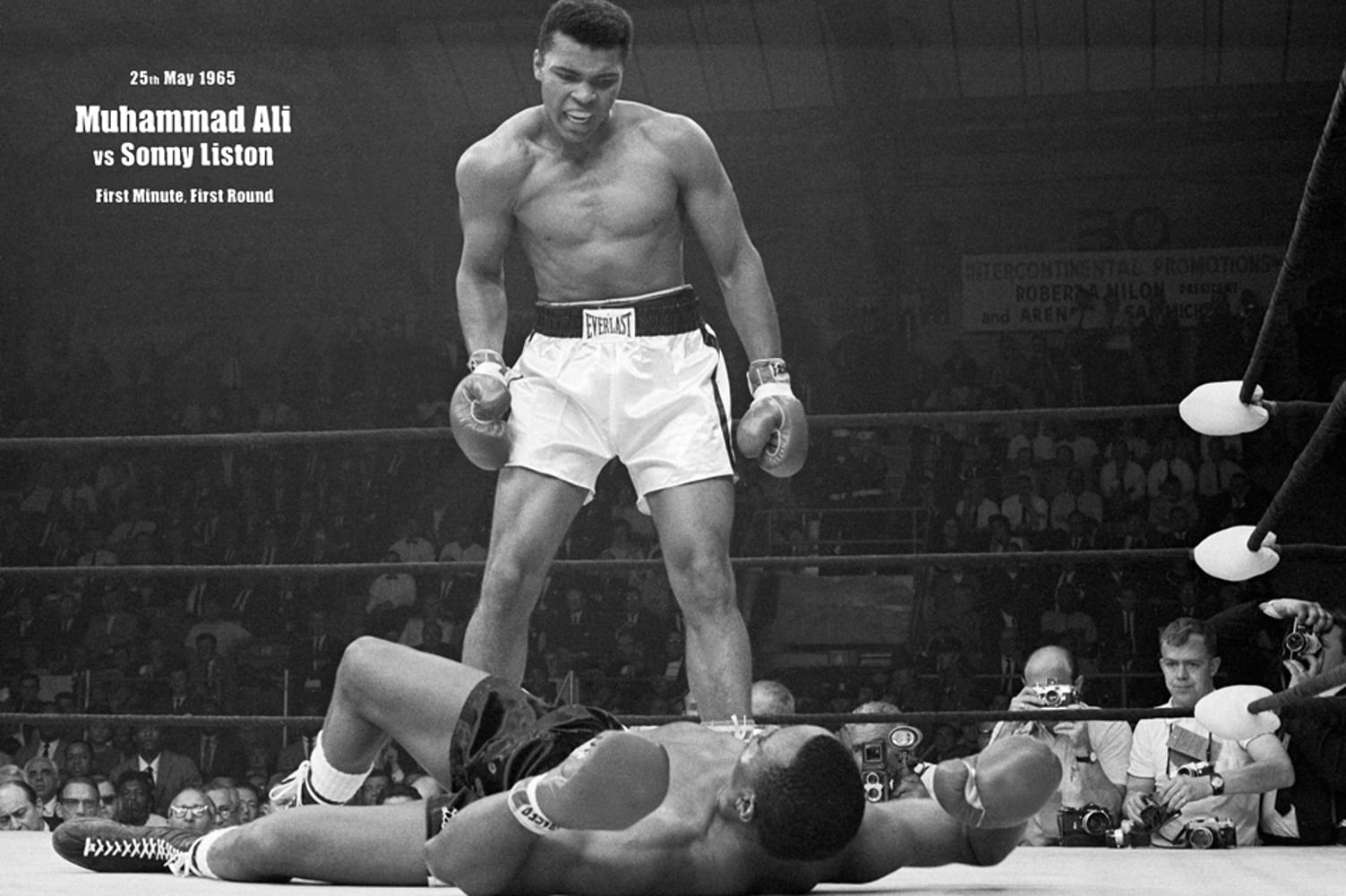 Muhammad Ali v Sonny Liston Classic Boxing Fight Stats Vintage Poster Photo 