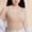 Khaki, variant on Women' s Plus Size Seamless Push-Up Bra Backless Comfortable Everyday Underwire-Free Lingerie with Supportive Lift and Elegant Bare-Back Design Size 3XL