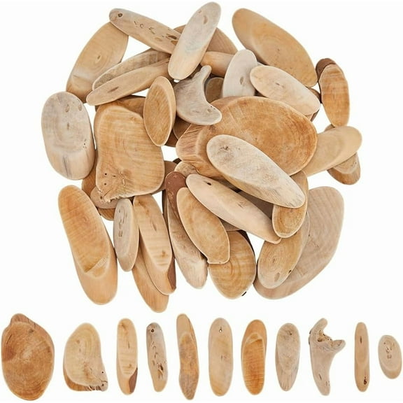 300g Natural Driftwood Pieces DIY Dried Wood Sticks Oval Wooden Craft Slices Frames Wreath Surf Art Beach Decor for Crafting Card Making Embellishments Photo Props