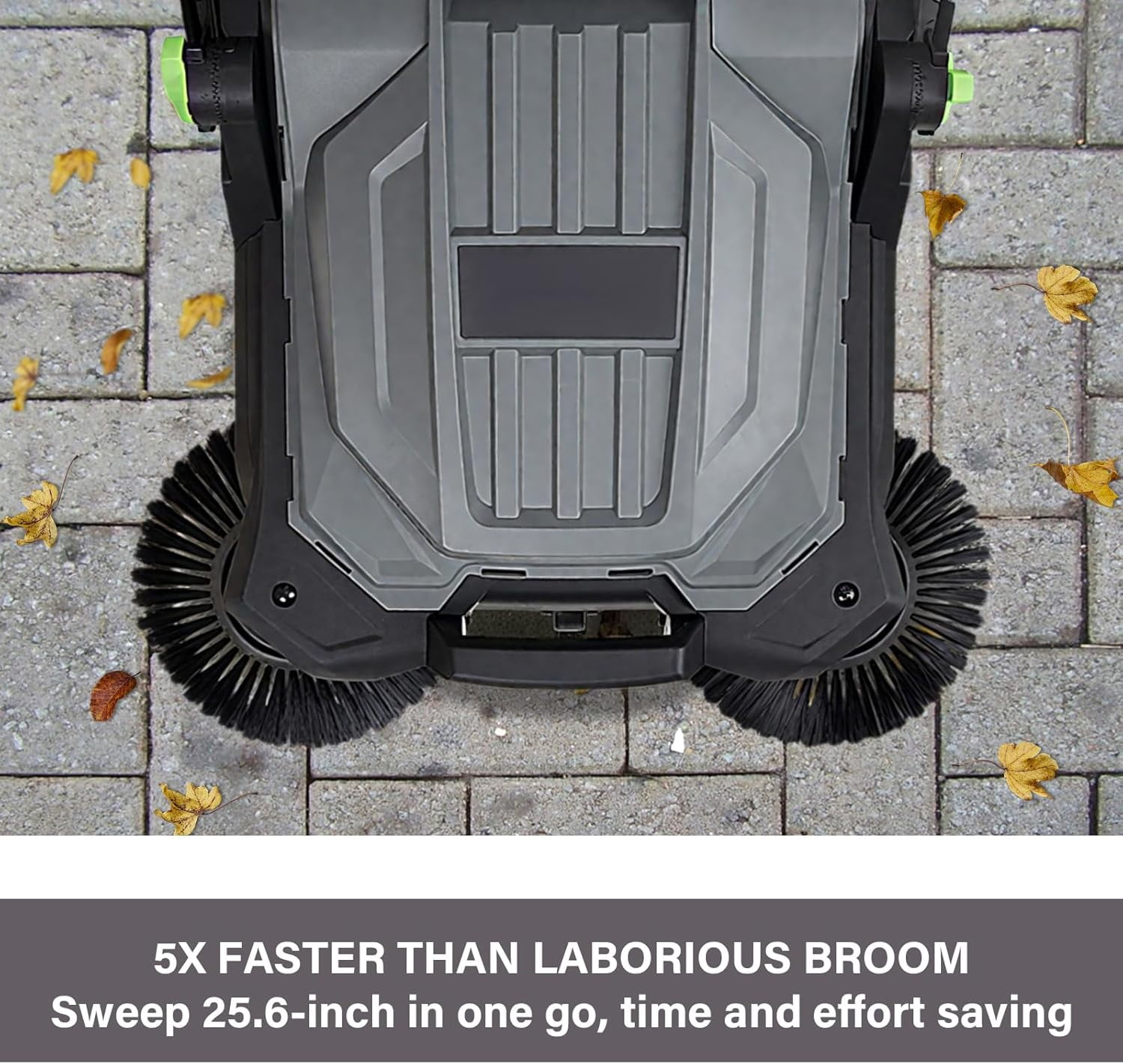 Walk-behind Hand Push Floor Sweeper, 25.6" Sweeping Width Floor Sweeper Manual Non-Electric, 5-Gallon Waste Container, Angle & Height Adjustable Folding Handle for Walkway, Yard, Garage, Patio