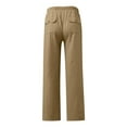 thumbnail image 4 of BADHUB Plus Size Cargo Pants for Men Cotton Linen Soild Color Work Pants Lightweight Elastic Waist Trourses Casual on Clearance Yellow,S, 4 of 5