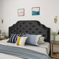 Tufted Headboard Queen - Solid Wood, Adjustable, Button & Nailhead