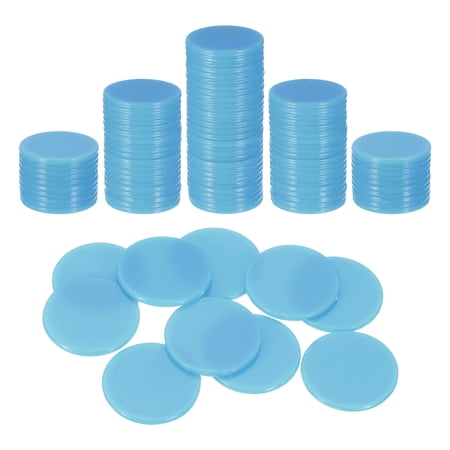 Uxcell 100 Pack 1 Inch Poker Chips Plastic Bingo Chips Learning Counters Counting Counters Disks Markers Opaque Game Tokens for Game Play Math Counting Blue Flat