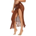 thumbnail image 4 of Idoravan Women's Basic Versatile Skirt Clearance Women Solid Swimsuit Bohemian Hollow Weave Tassels Cover Up Bikini Swimwear Beach Cover-Ups Wrap Skirt, 4 of 5