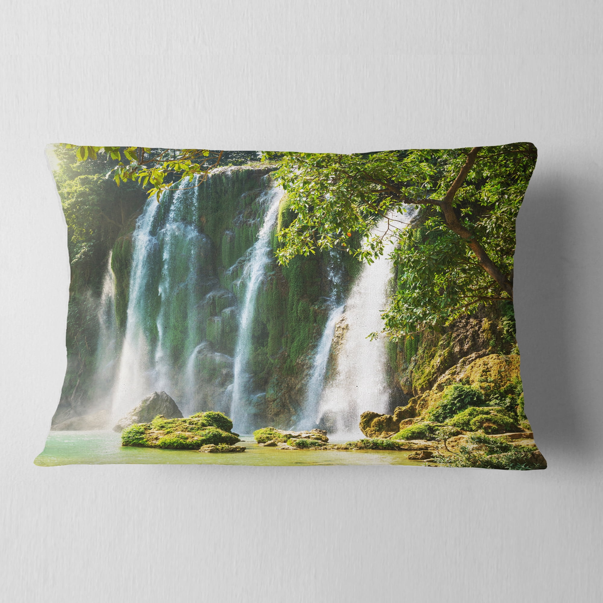 Designart 12" x 20" Green Polyester Throw Pillow