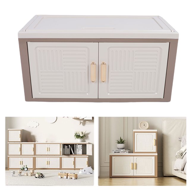 Boîte de Rangement, Bac de Rangement Empilable Multifonctionnel avec Porte pour Vêtements Livres Jouets et Plus
