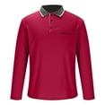 thumbnail image 7 of Fnnxeal Polo Shirts for Men, Collared Outdoor Fall Winter Casual Polo with Pocket Solid Mens Red Button Shirts Size S, 7 of 7