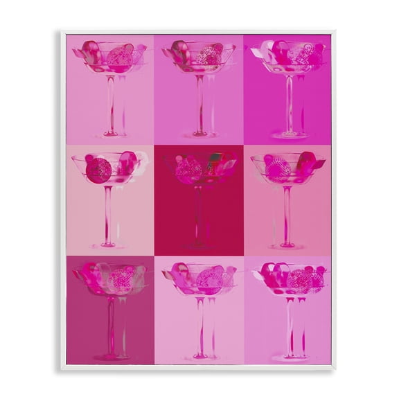 Stupell Industries Mid-Century Pink Abstract Drinks White Framed Giclee Art, 11 x 14, by Lil' Rue