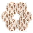 thumbnail image 7 of Yayeee 6 PCS Drink Coasters with Holder Set Woven Absorbent Round Tabletop Hot Pad, Brown Ice Cream Pattern, 7 of 7