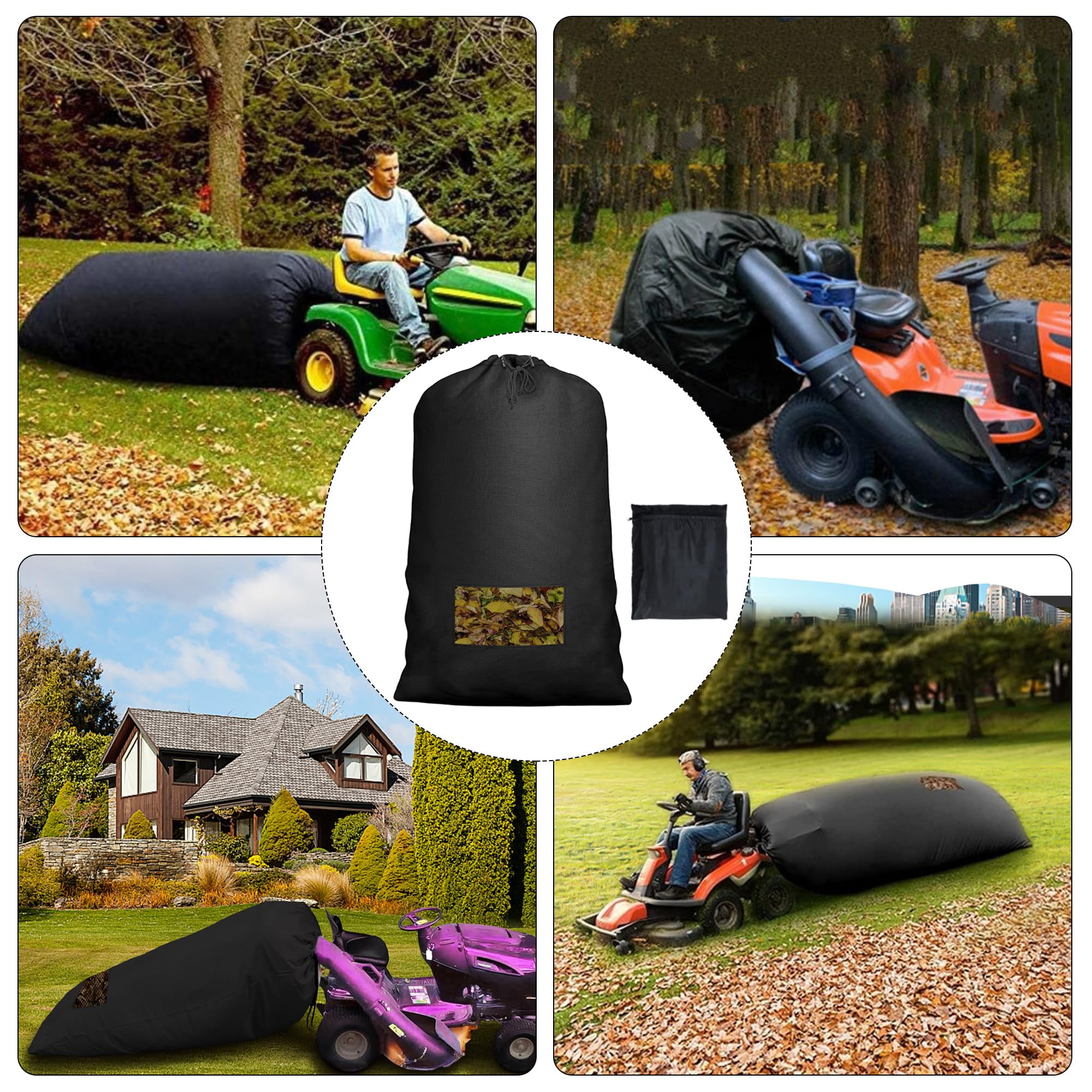 Xl-Kang Lawn Tractor Leaf Bag Big Capacity Lawn Mower Leaf Bag Garden Leaf Grass Catcher Bags 420D Oxford Cloth Wear-Resistant Leaf Collector Bag Leaf Bagger for Riding Lawn Mower (78.7"x51.1")