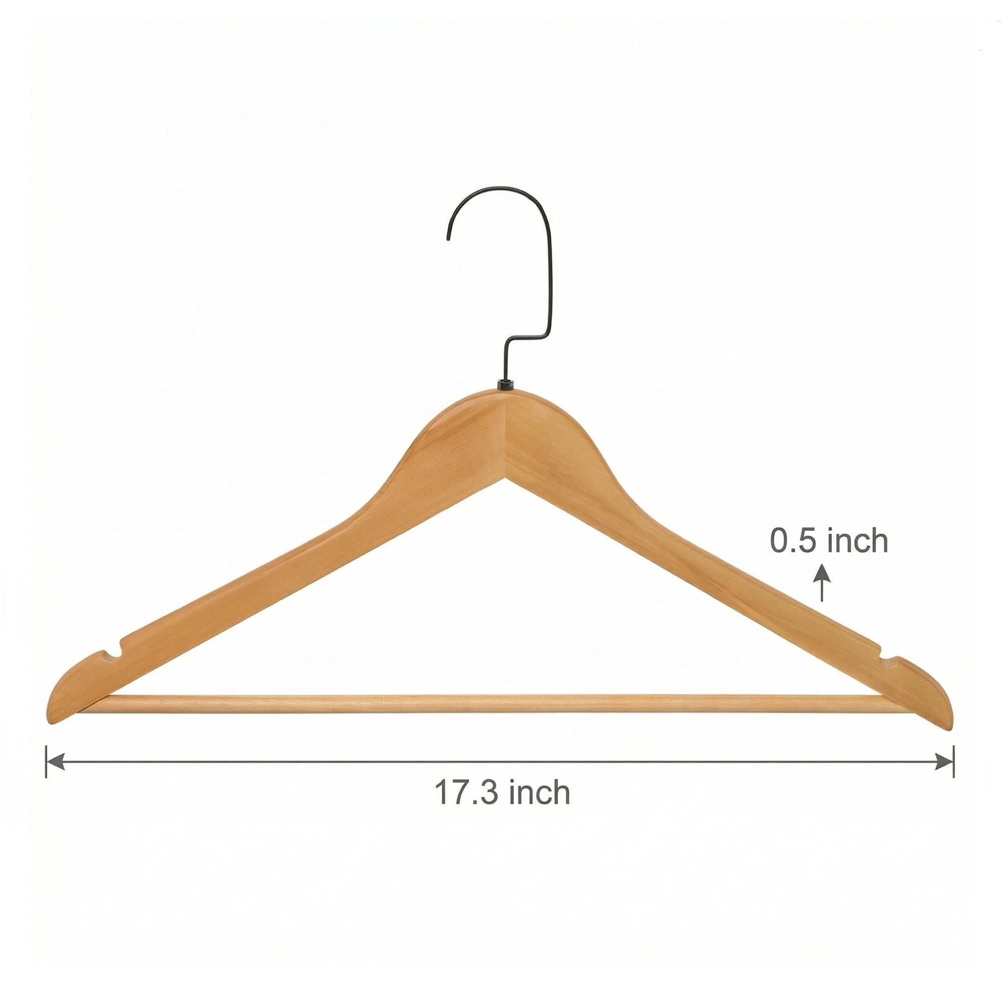 Unique Bargains 2Pcs Wood Nonslip Durable Hangers Natural
