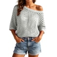 thumbnail image 3 of RongHuan Cover Ups for Women Short Sleeve Off Shoulder Hollow Out Sweater Top Fashion Beach Resort Wear Summer Coverup, 3 of 7