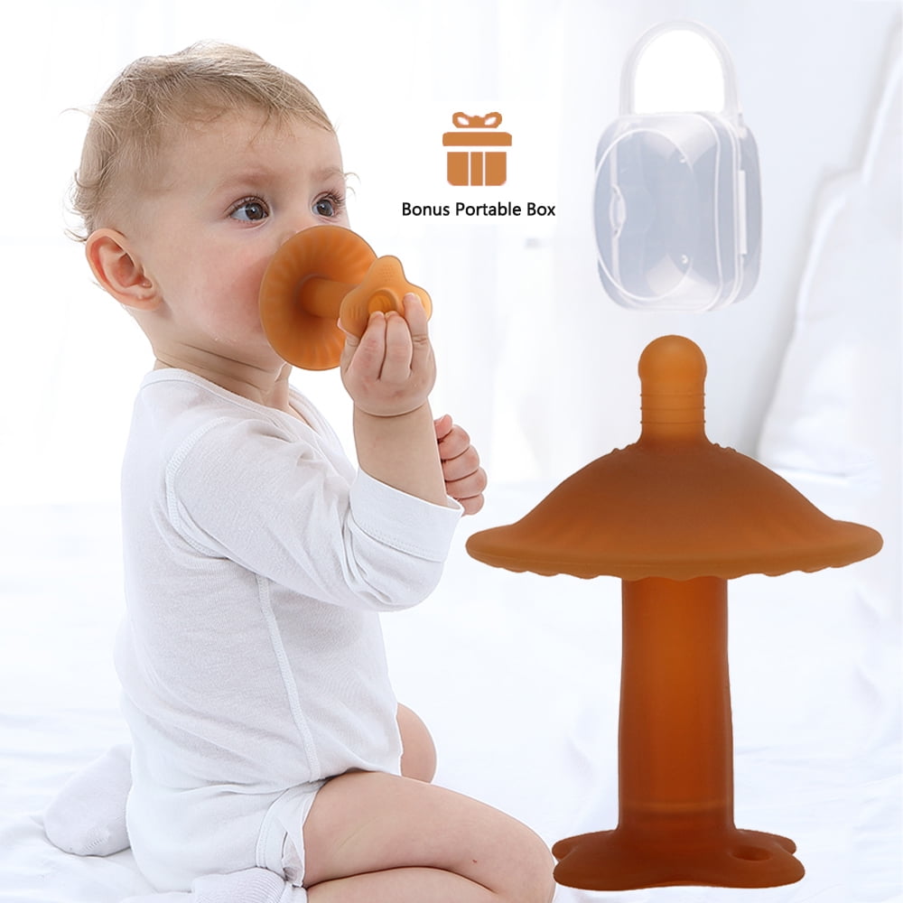 HECCEI Baby Teething Toys Silicone Mushroom Teether Relief Pacifier