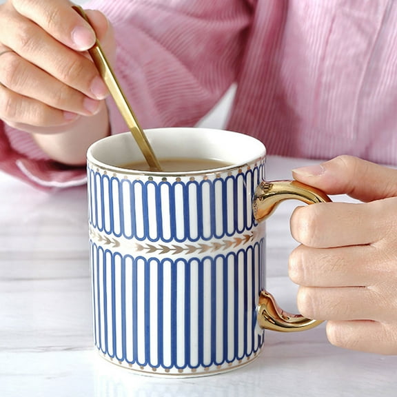 1pc Ceramic Coffee Cups Home Striped Designed Coffee Cups Home Tableware