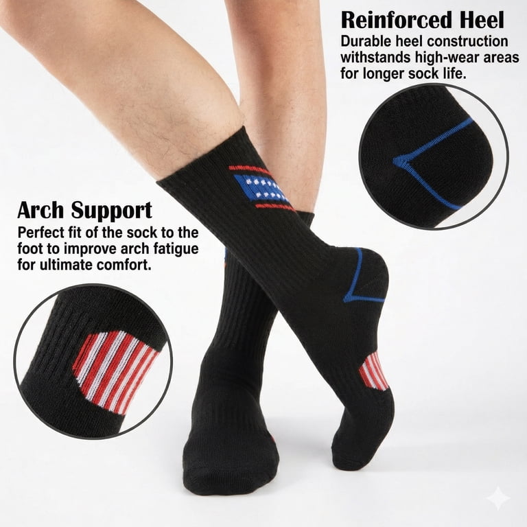 Cooplus Men's Crew Athletic Socks, 6-Pack photo 3