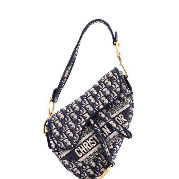 Pre-Owned Saddle Handbag Logo Embroidered Oblique Canvas Medium By Rebag