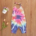 thumbnail image 3 of Styles I Love Toddler Kid Girls Tie-Dye Sleeveless Romper Colorful Halter Overalls Harem Jumpsuit Spring Summer Outfit(Orange, 110/3T), 3 of 4