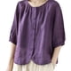 thumbnail image 1 of TaTaai Linen Embroidered Three-quarter Sleeve Top Vintage Loose-fitting Embroidered Round-neck T-shirt For Women Three-quarter Sleeve Round-neck Top/shirt Gift, 1 of 2