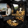 thumbnail image 2 of Xoenoiee Cow Sunflower Print Waterproof 5-Piece Car Seat Covers Set, Faux Leather Seat Protectors with Safety Shoulder Pads & Armrest Cover, Anti-Slip Universal Fit for SUV, Truck, Car, 2 of 7