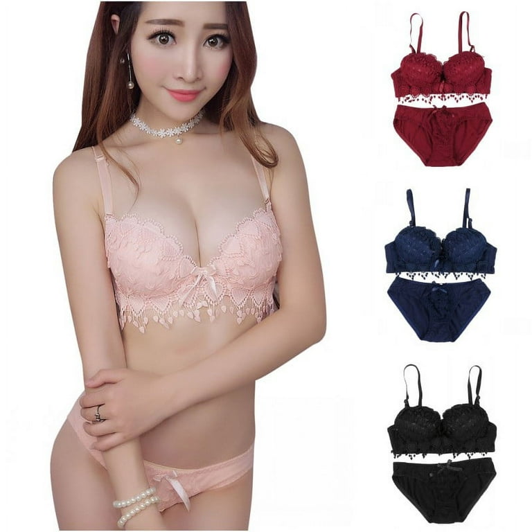 Women's Bra and Panty Set Floral Lace Two Piece Bralette Lingerie Set Push  Up Bra Set Lace Underwear Set Underwire Brassiere Outf 