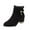 Black, variant on Fesfesfes Cowgirl Boots for Young Ladies Fall Winter Solid Color Flock Boots Chunky Heel Middle Heel Short Boots Pointed Toe Boots 5(35)