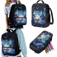 thumbnail image 4 of Yuyamidu Blue Axolotl School Backpack Set of 3, 17 Inch Kids Bookbag with Lunch Bag and Pencil Case, Lightweight Large Capacity Backpack for School Travel, 4 of 7