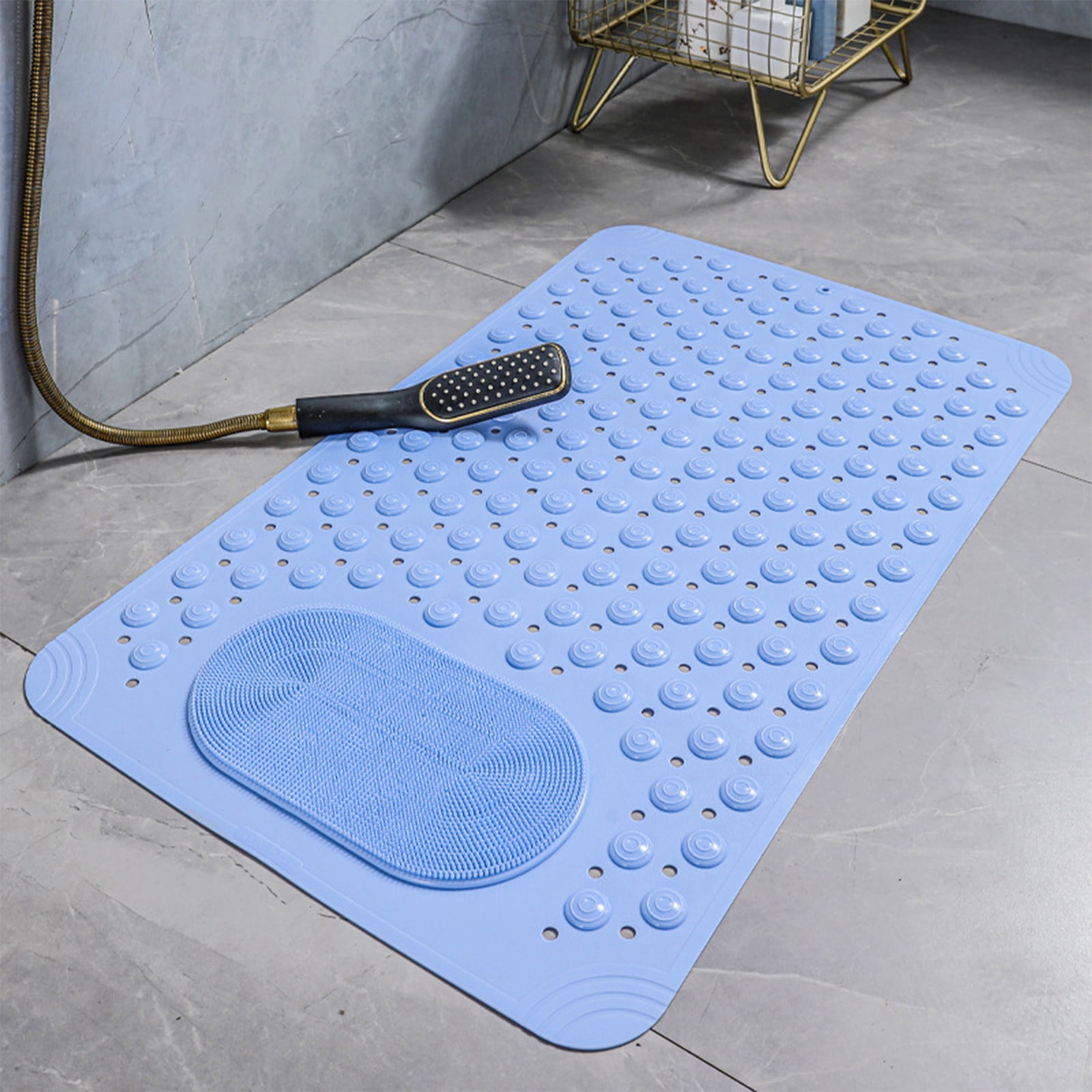 Vfedsrsge Memory Foam Bath Mat Large Size,Bathroom Rug Rubber Backing Non-slip Can Massage or Scrub The Soles of The Feet Bathroom Floor Mat Shower Rug in Front of The Bathtub,Blue