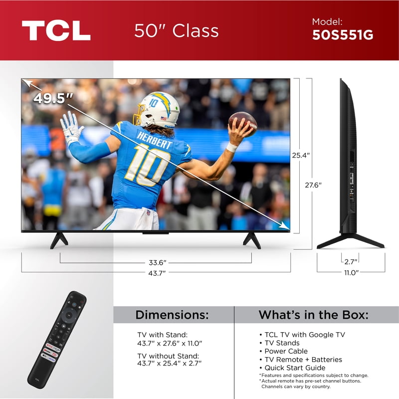 TCL 50” Class S5 (50S551G) 4K UHD HDR LED Smart TV with Google TV (NEW 2024) gallery view