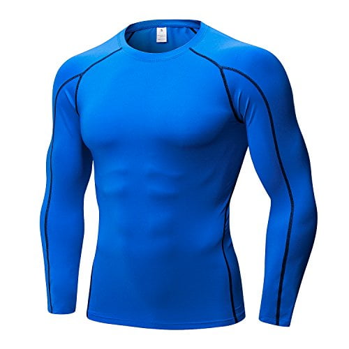 LANBAOSI Compression Tops for Men Quick Dry Lightweight Male Base Layer Long Sleeve T Shirt Mens for Cycling Skiing Running Hiking Size Large