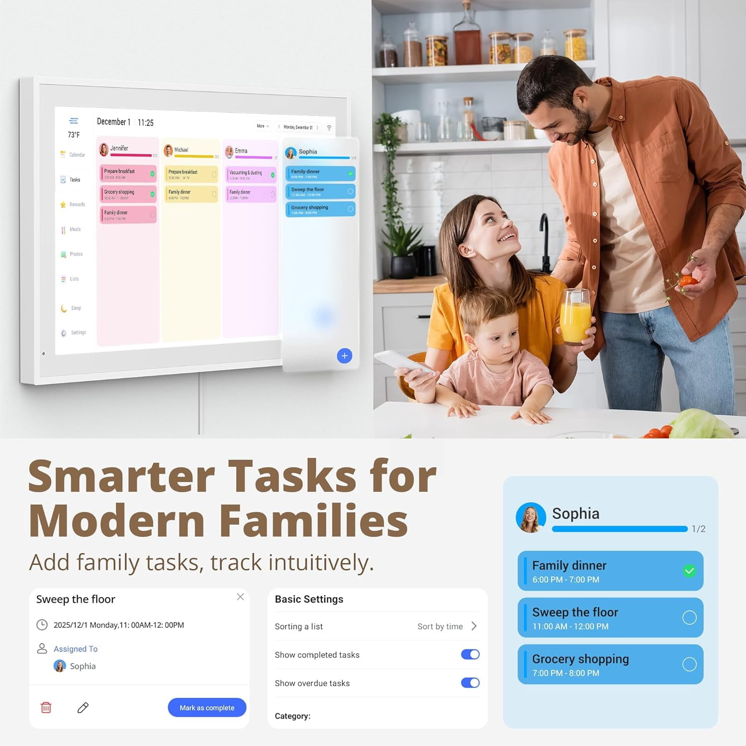 Dragon Touch 21.5 Inch Digital Calendar with Chore Chart, Smart Family Planner Wall & Desk Mountable for Seamless Scheduling