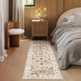 thumbnail image 3 of Findosom Washable Runner Rug 2'x6' Non-slip Kitchen Runner Rug, Vintage Paisley Runner Rugs Soft Distressed Carpet Boho Runner Rug for Hallway Bedroom Laundry Entryway,Beige, 3 of 9