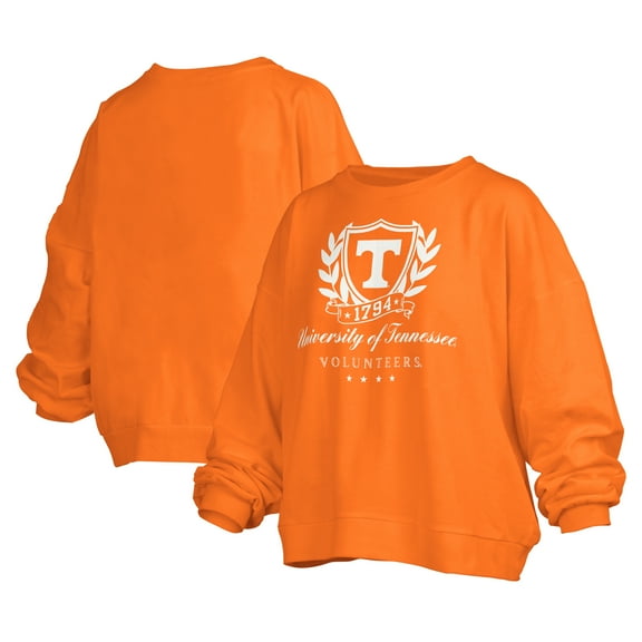 Women's Pressbox Tennessee Orange Tennessee Volunteers Big Aug Script Janice Oversized Pullover Sweatshirt