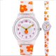 thumbnail image 2 of Reloj de cuarzo de flores Reloj de cuarzo estampado encantador Reloj de cuarzo de flores de naranja, 2 of 4