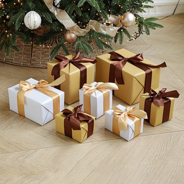Adornos navideños, cajas de regalo para adornos navideños, cajas de regalo para debajo del árbol de Navidad, accesorios de decoración para ventanas, cajas de regalo decorativas con cabeza apilada