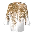 thumbnail image 5 of Dyegold Blouses For Women Dressy Casual 3/4 Flare Sleeve Lace Trim V Neck Floral Print Vintage Tunic Tops Loose Fit Shirts, 5 of 5