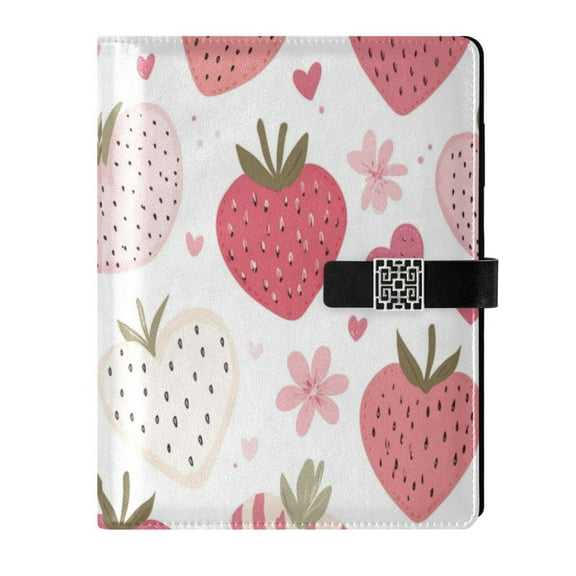 Premium Faux Leather Notebook - Refillable, Multi-Functional Organizer, 23.3x17cm, All-Season Use，Cute Strawberry