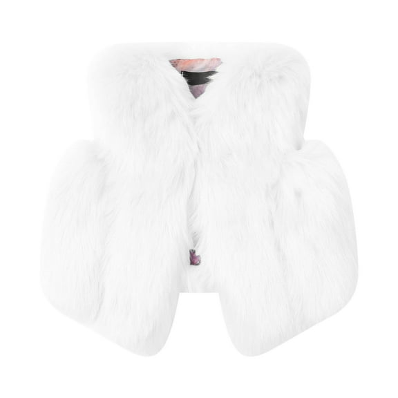 Toddler Girls Faux Fu1 Vest Sleeveless Furry Coat Kids Dress Coat Baby Winter Coat Shaggy Jacket Waistcoat
