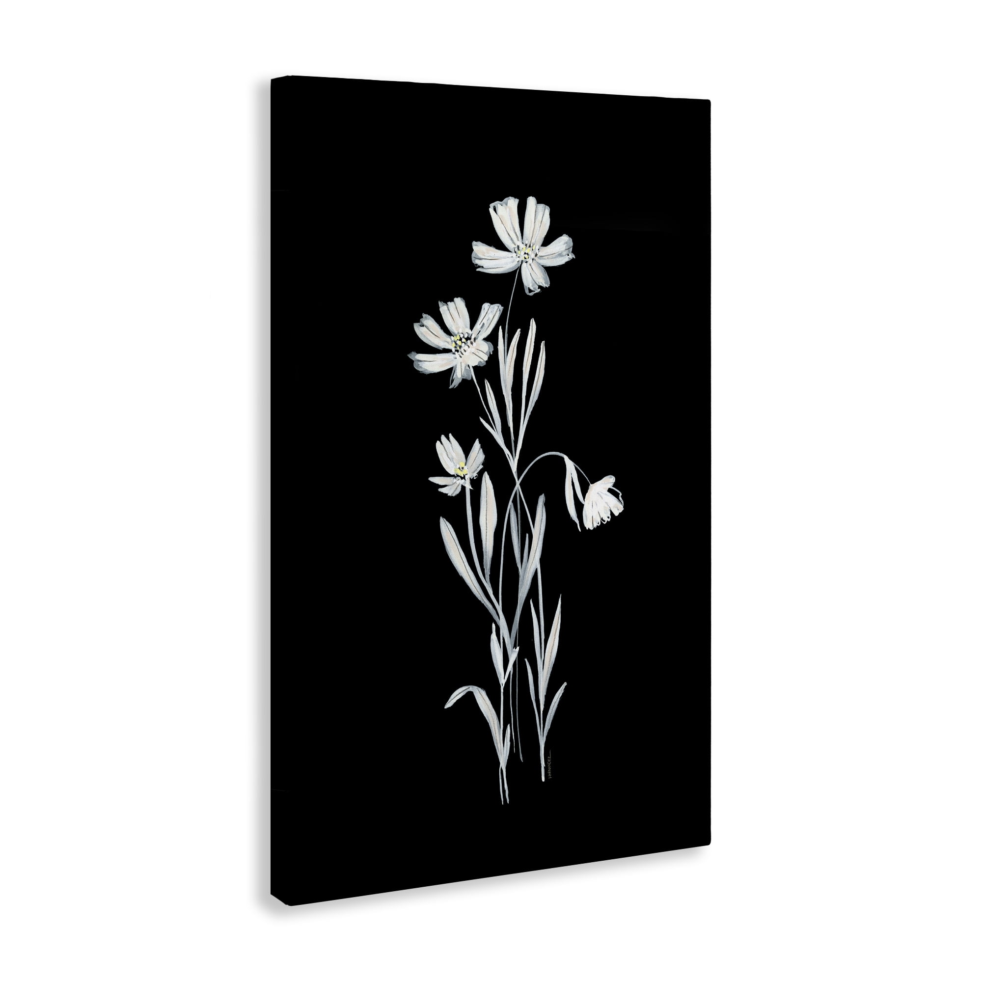Stupell Industries Tall Stems on Black Plants & Flowers Painting Wrapped Canvas Art Print Wall Art, 24 x 36