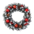 thumbnail image 1 of Corona navideña Corona navideña artificial Corona para puerta de entrada Bayas rojas Navidad Rojo, 1 of 9