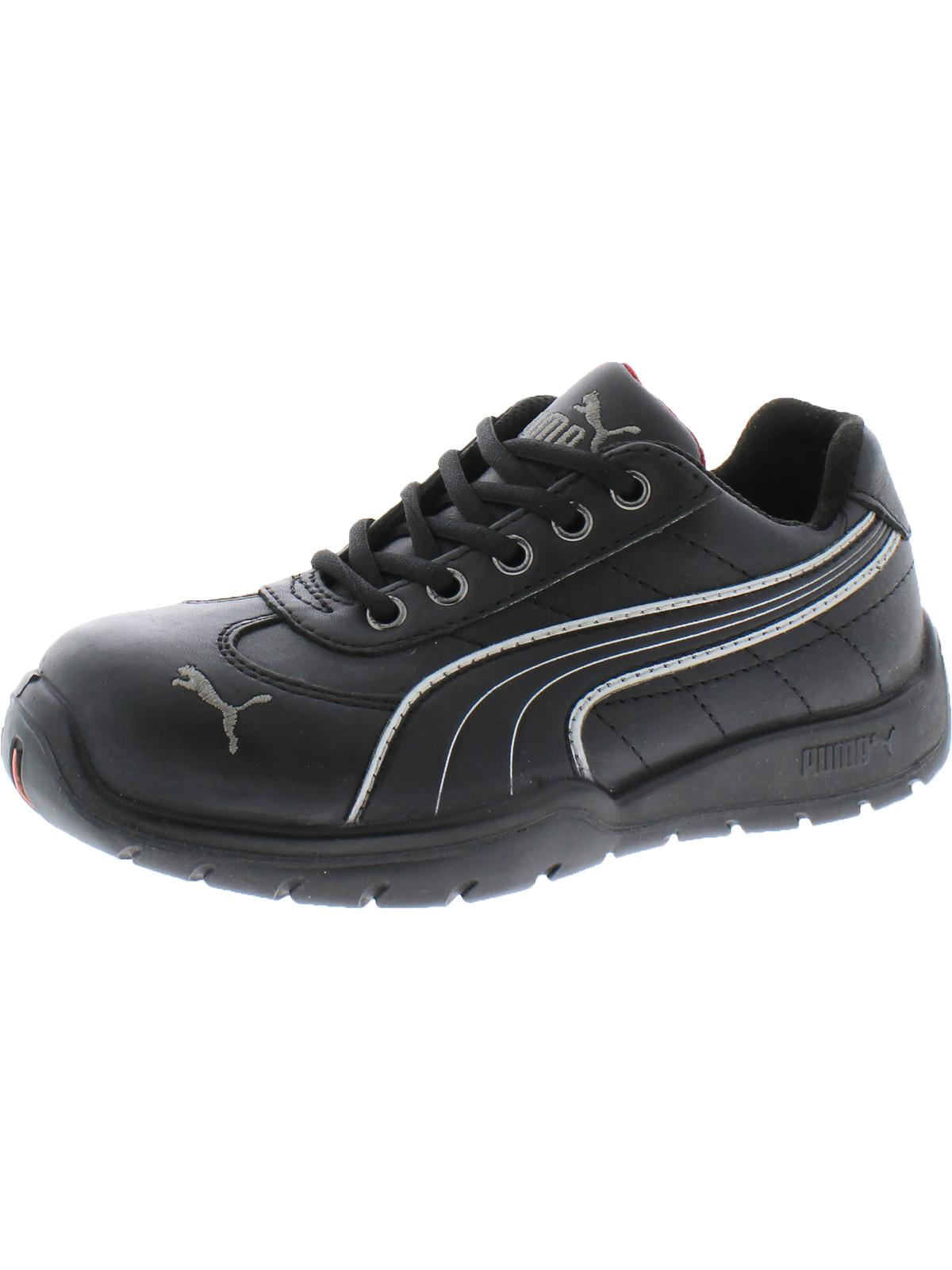 Puma Womens Leather Sneakers Safety Shoes Black 6 Medium (B,M)