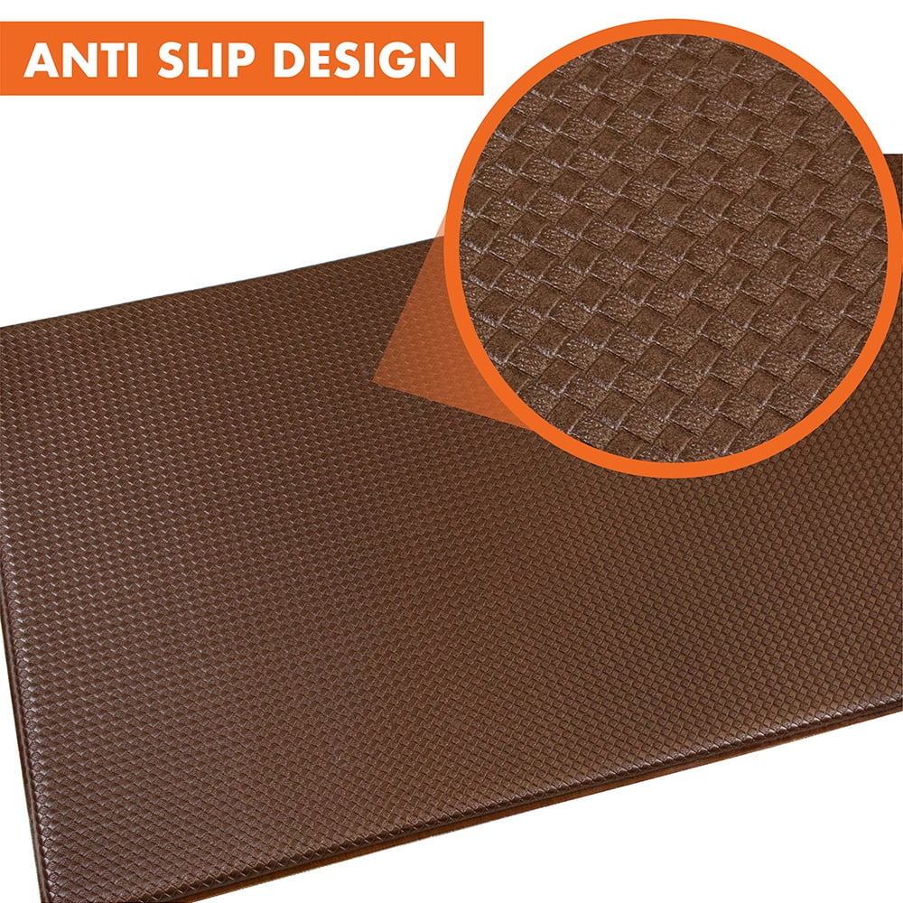 OPUX Anti Fatigue Kitchen Floor Mat, Reversible Cushioned Memory Foam Kitchen Rug Pad, Waterproof Non-Slip Padded Comfort Standing Mat Laundry Home, 47x17 (Buffalo Check Black White Herringbone