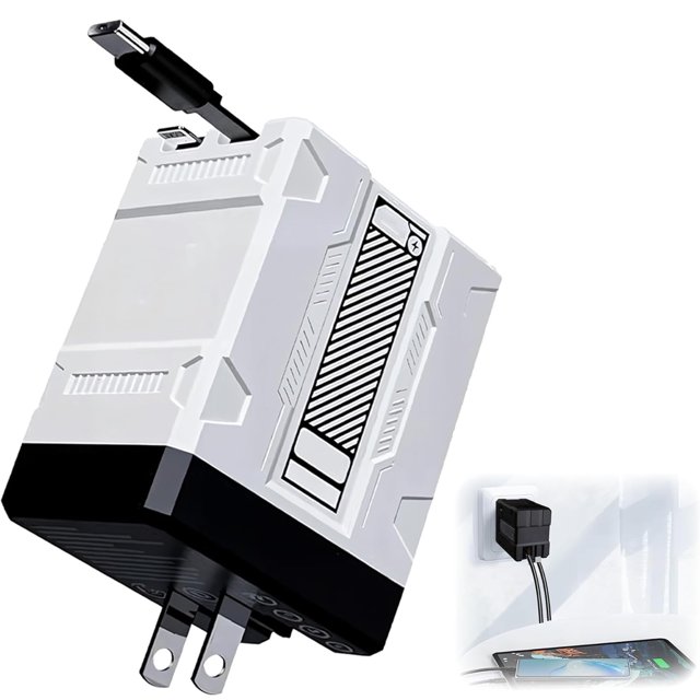 Upgraded 2 in 1 Fast Charger 120w, 2026 New Charger with Retractable Cables, Foldable Charging Adapter Wall Plug for All Smartphones