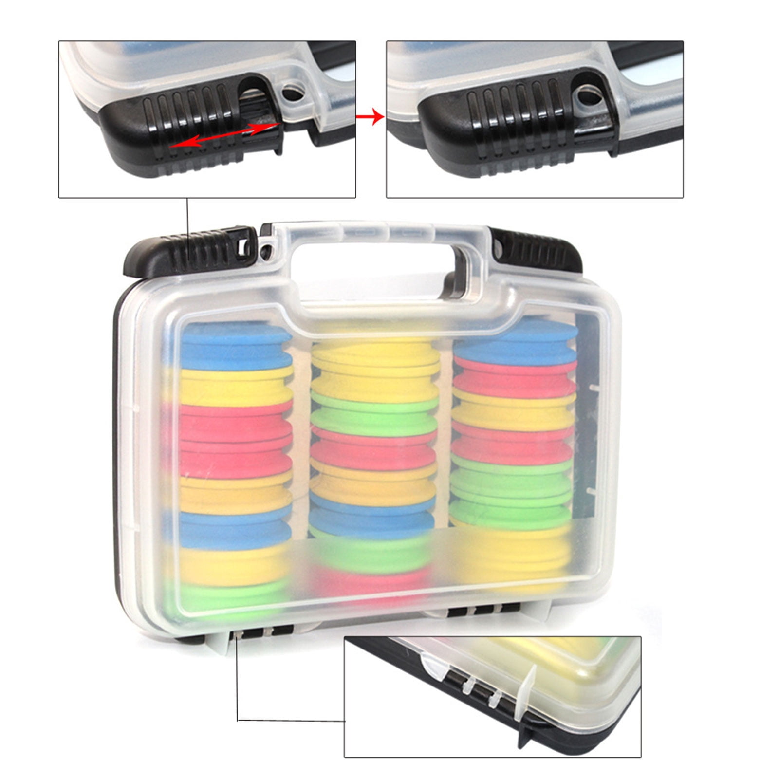 KUFptva 24Pcs Round Fishing Line Foam Spools Winding Board with Fishing Tackle Box Fishing Line Holder Storage Organizers