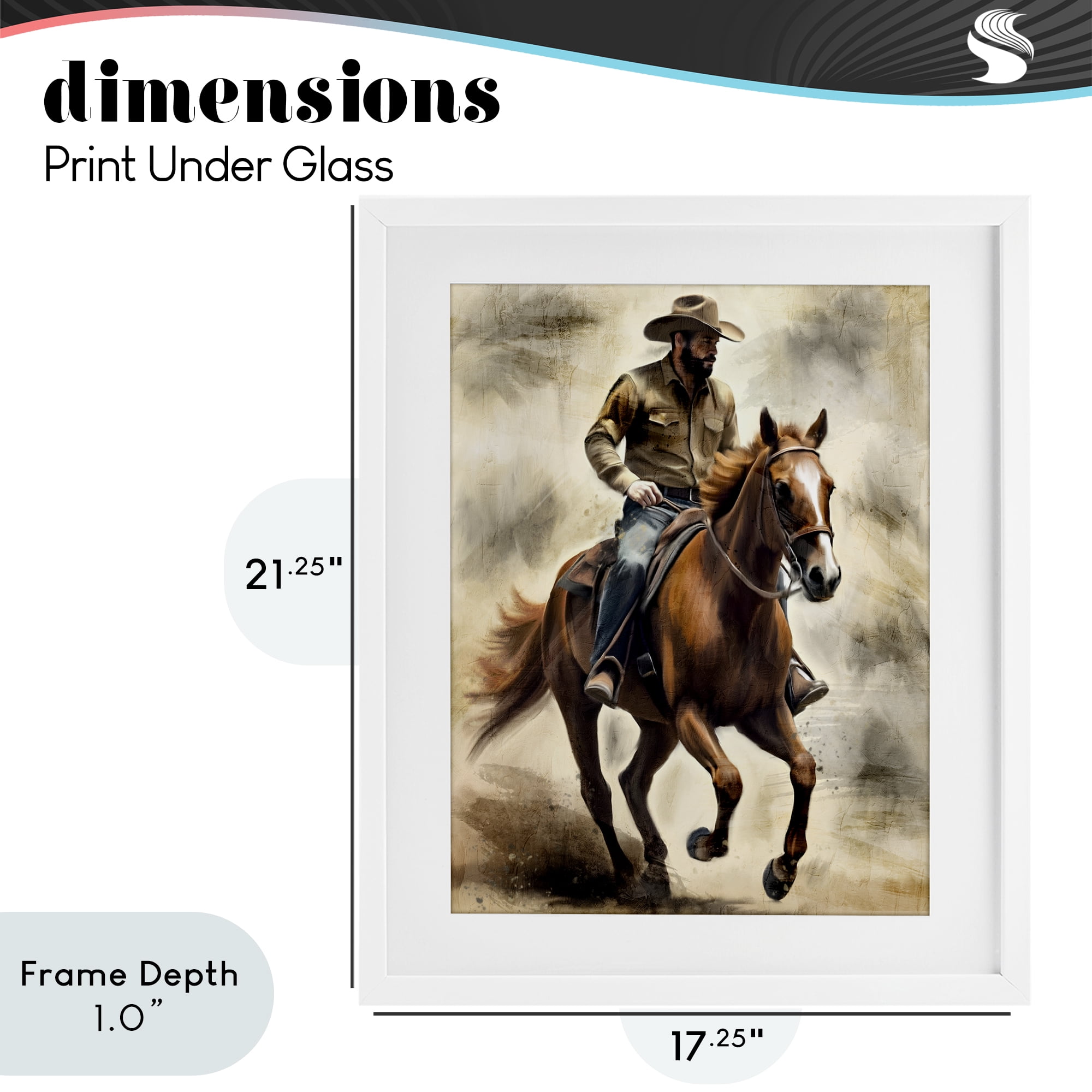 Stupell Industries Gallop Horse & Cowboy White Framed Print Under Glass, design by Kim Allen