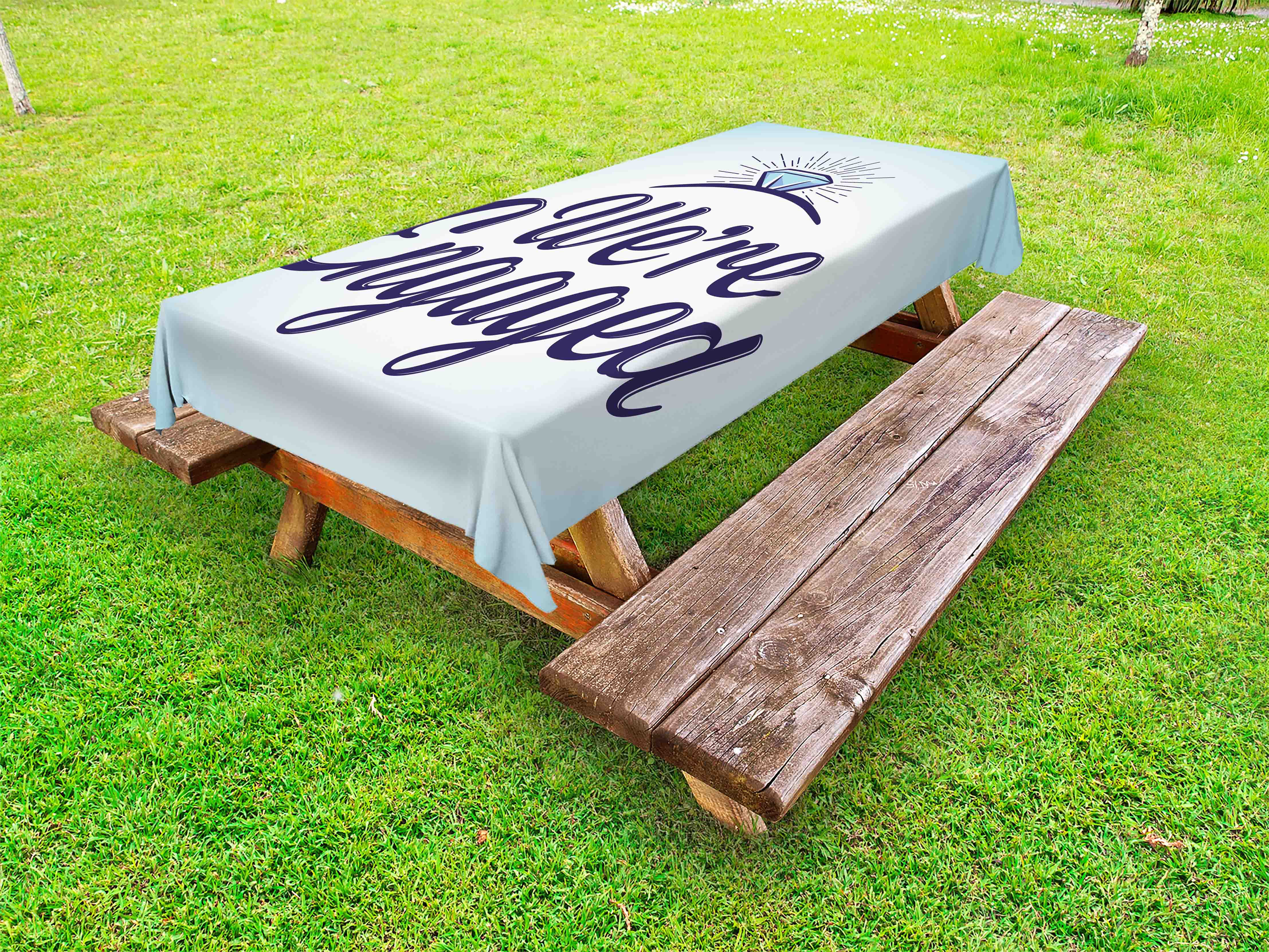 Engagement Party Outdoor Tablecloth We Are Engaged Announcement